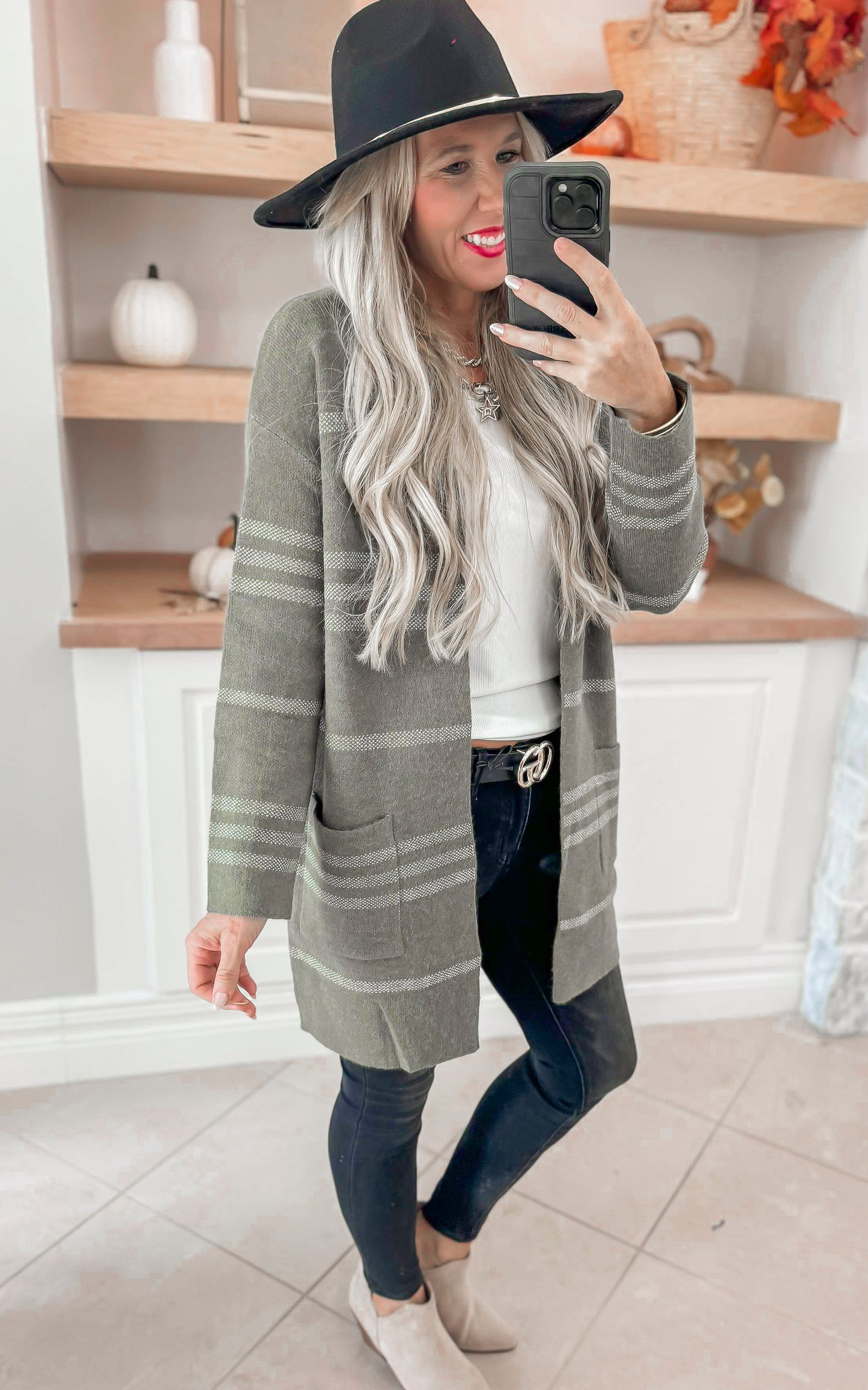 Mossy Grove Olive Stripe Cardigan