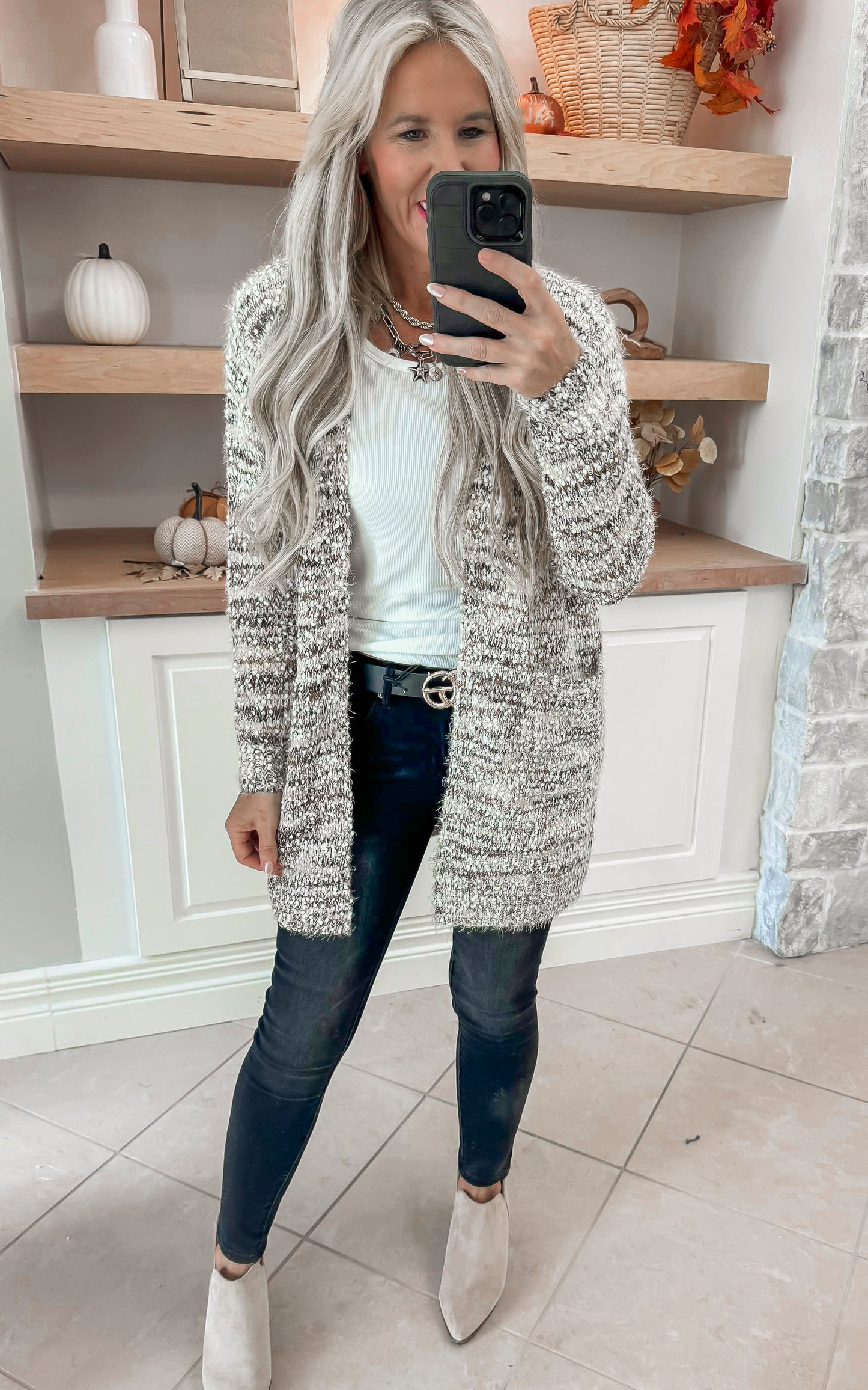 Two Toned Neutral Cozy Cardigan