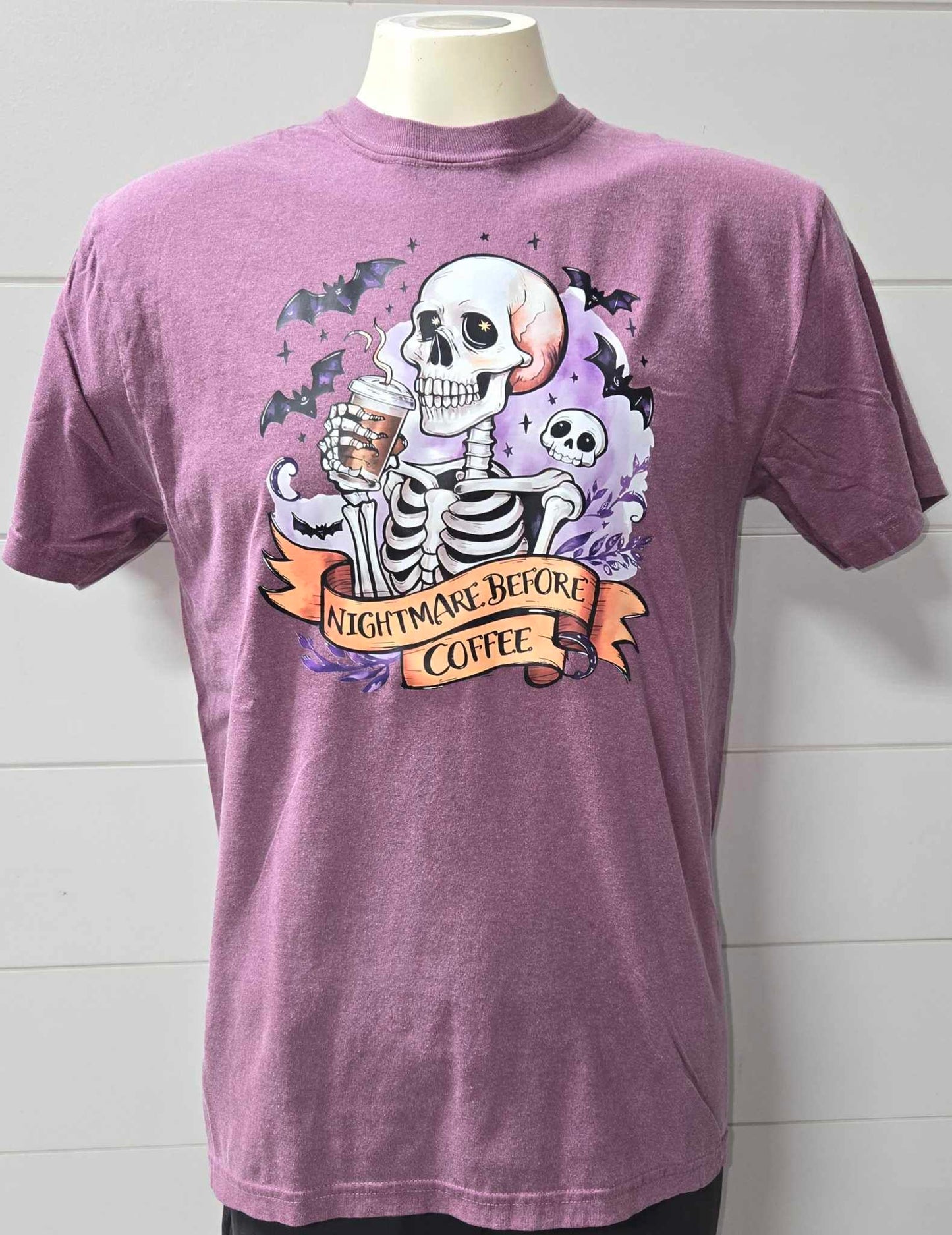 Nightmare before Coffee Garment Dyed Graphic T-shirt- FINAL SALE