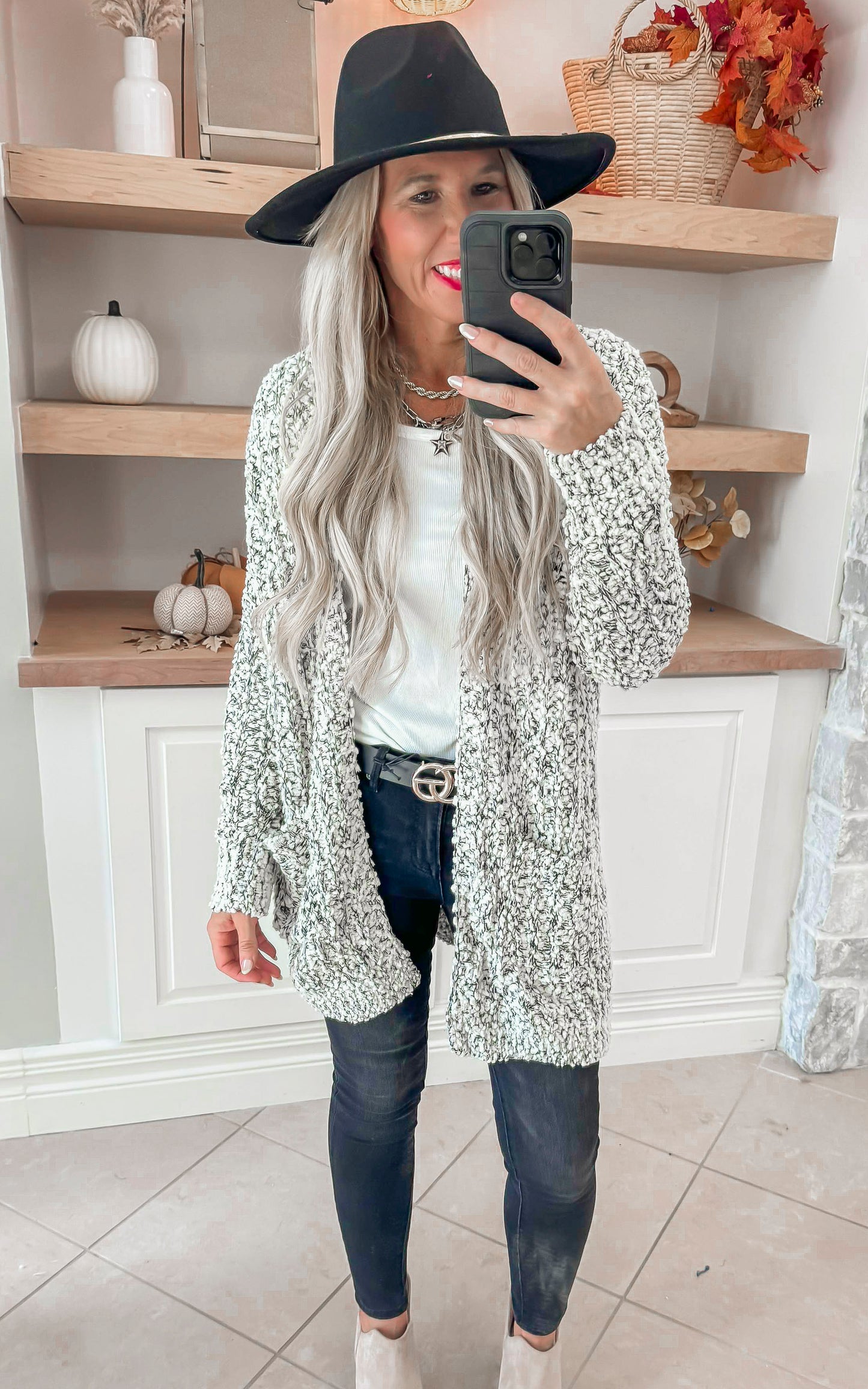 Ribbed Popcorn Knit Long Cardigan *New Colors*