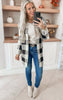 Black Oatmeal Checked Long Cardigan