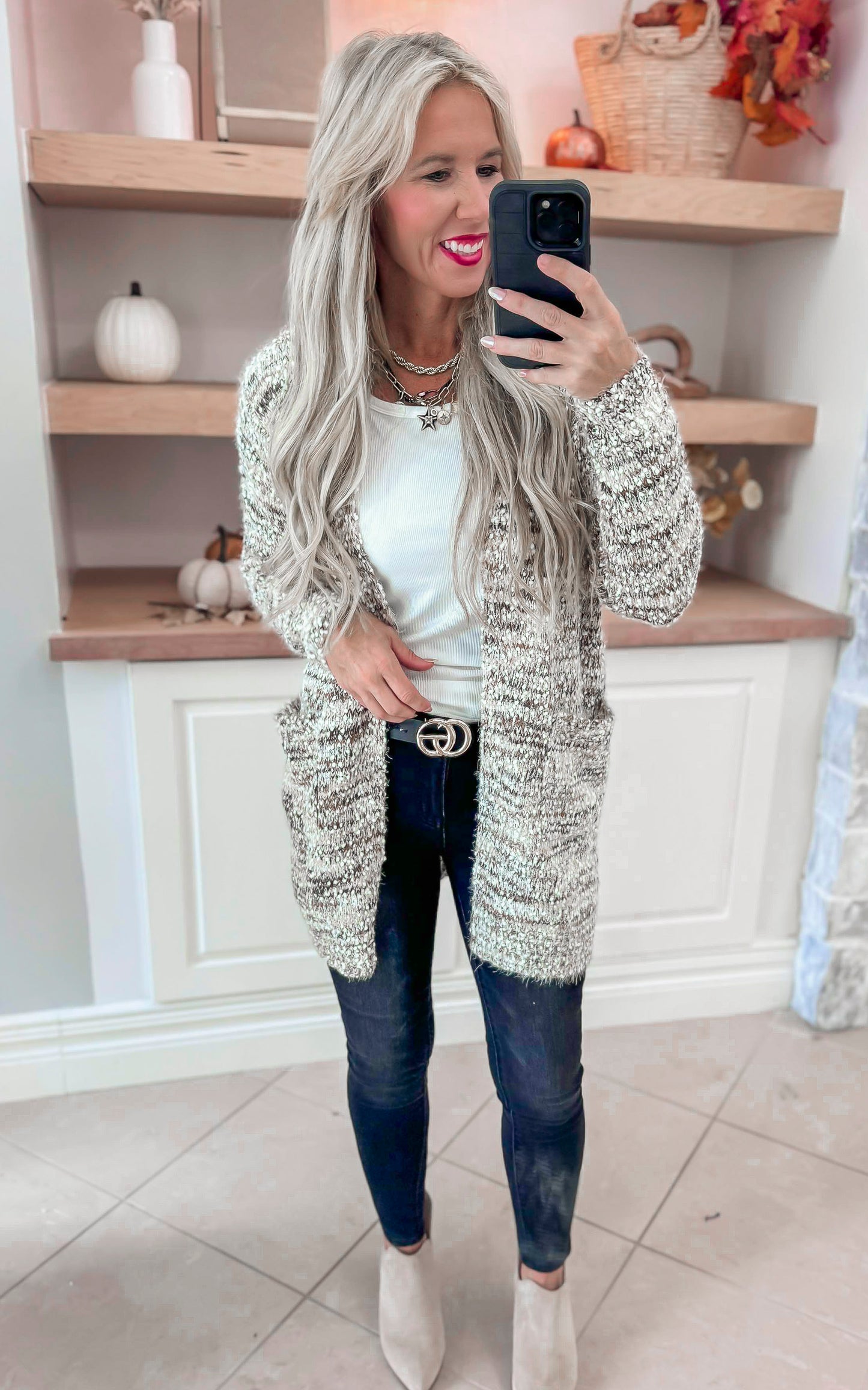 Two Toned Neutral Cozy Cardigan