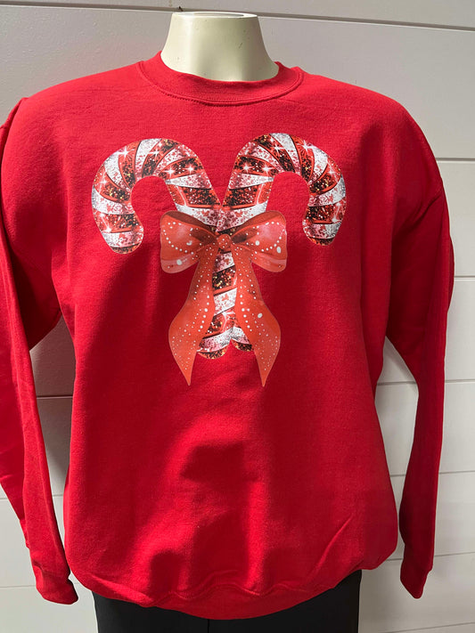 Sparkle Candy Cane Graphic Crewneck Sweatshirt