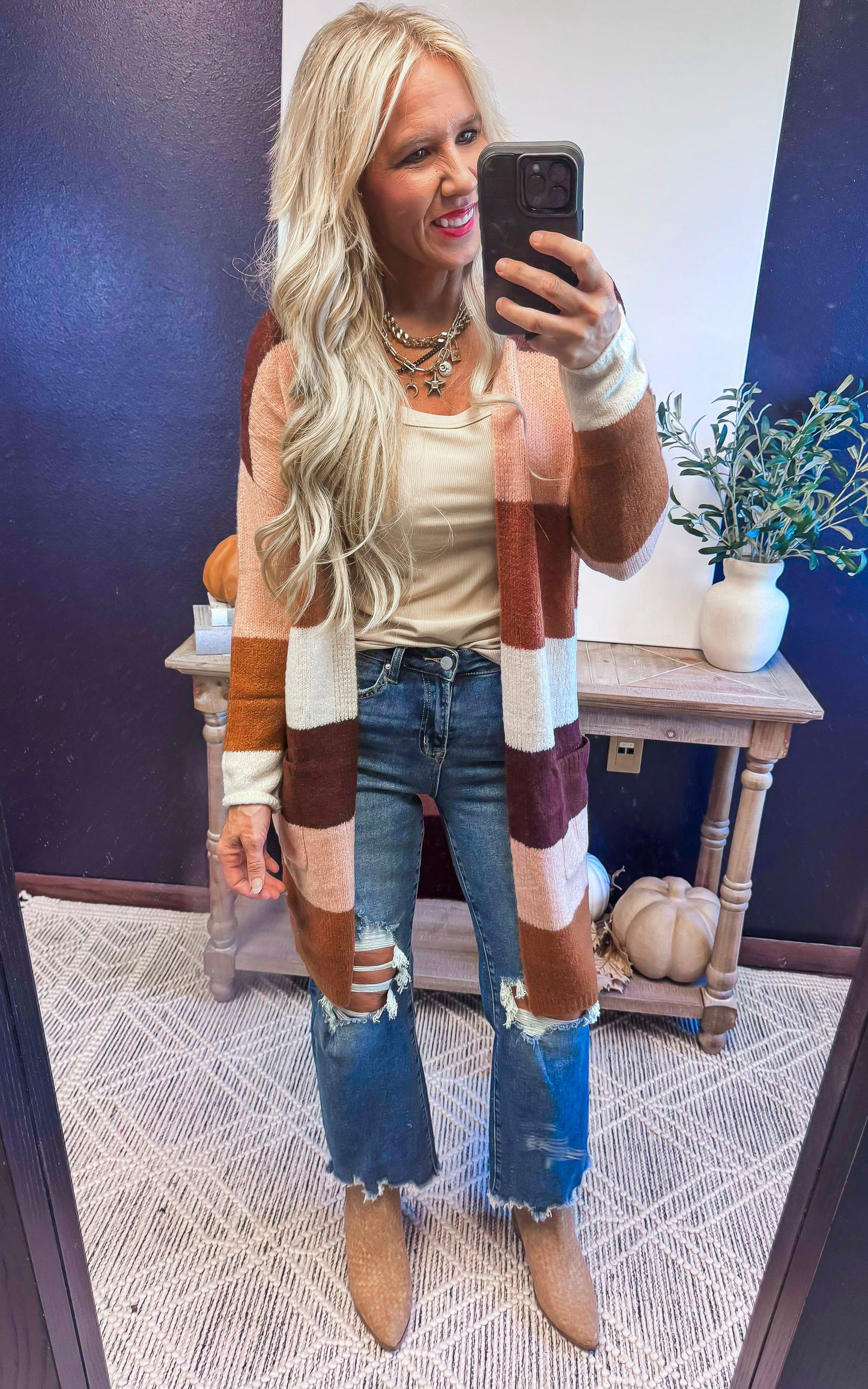 The Blush & Spice Cozy Long Colorblock Cardigan -DEAL