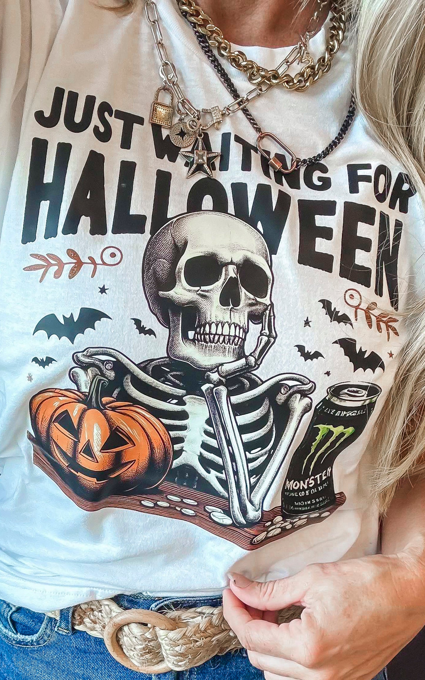 Just Waiting for Halloween Graphic T-shirt - FINAL SALE