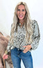 Natural Leopard 3/4 Sleeve Blouse Top