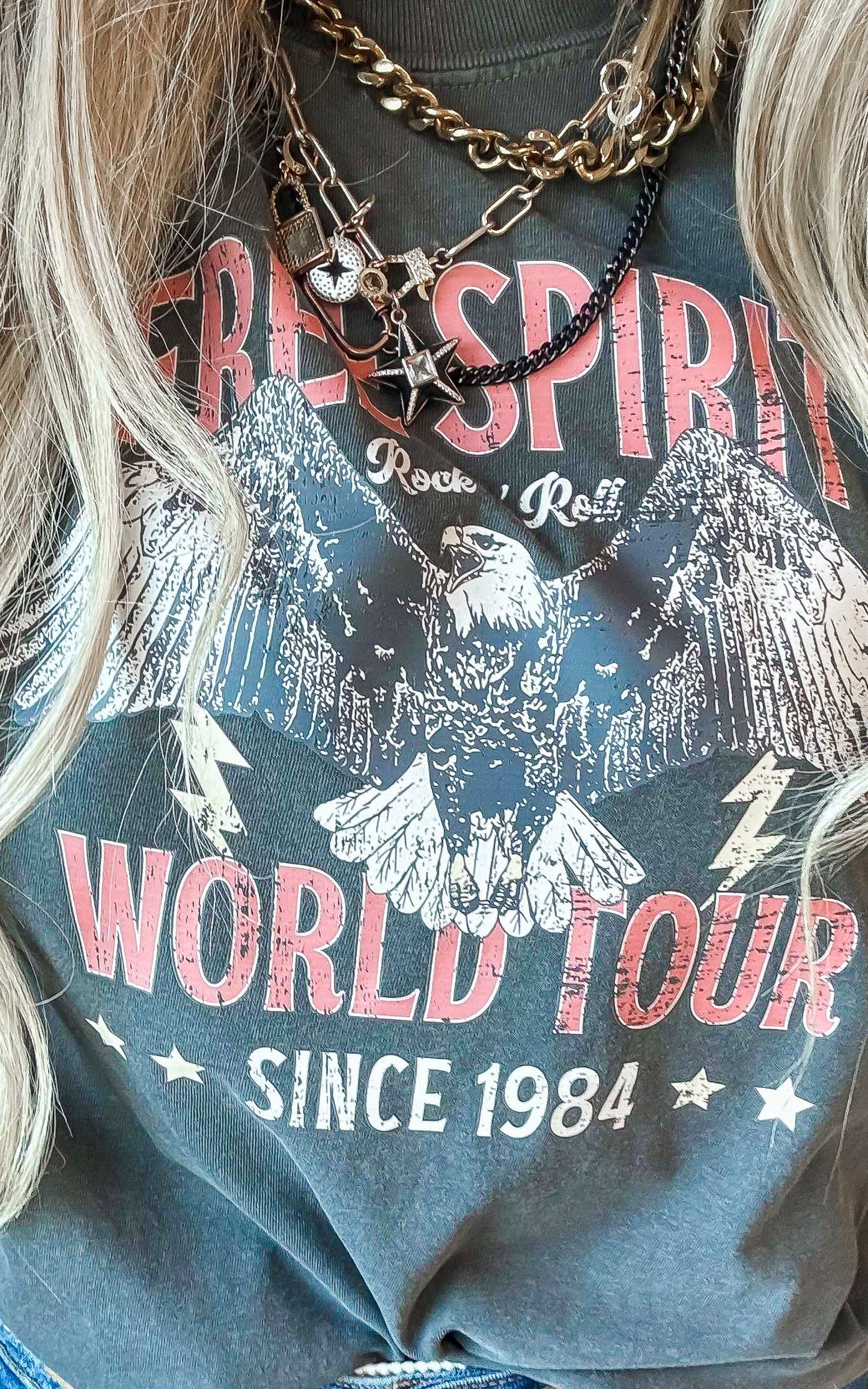 Free Spirit Wold Tour Garment Dyed Graphic T-shirt - Pepper