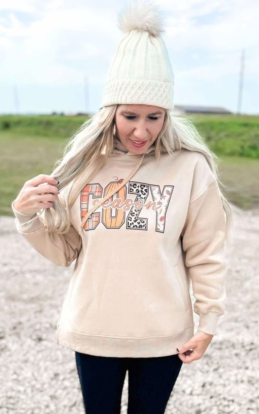 Cozy Season Taupe Side Slit Hoodie**