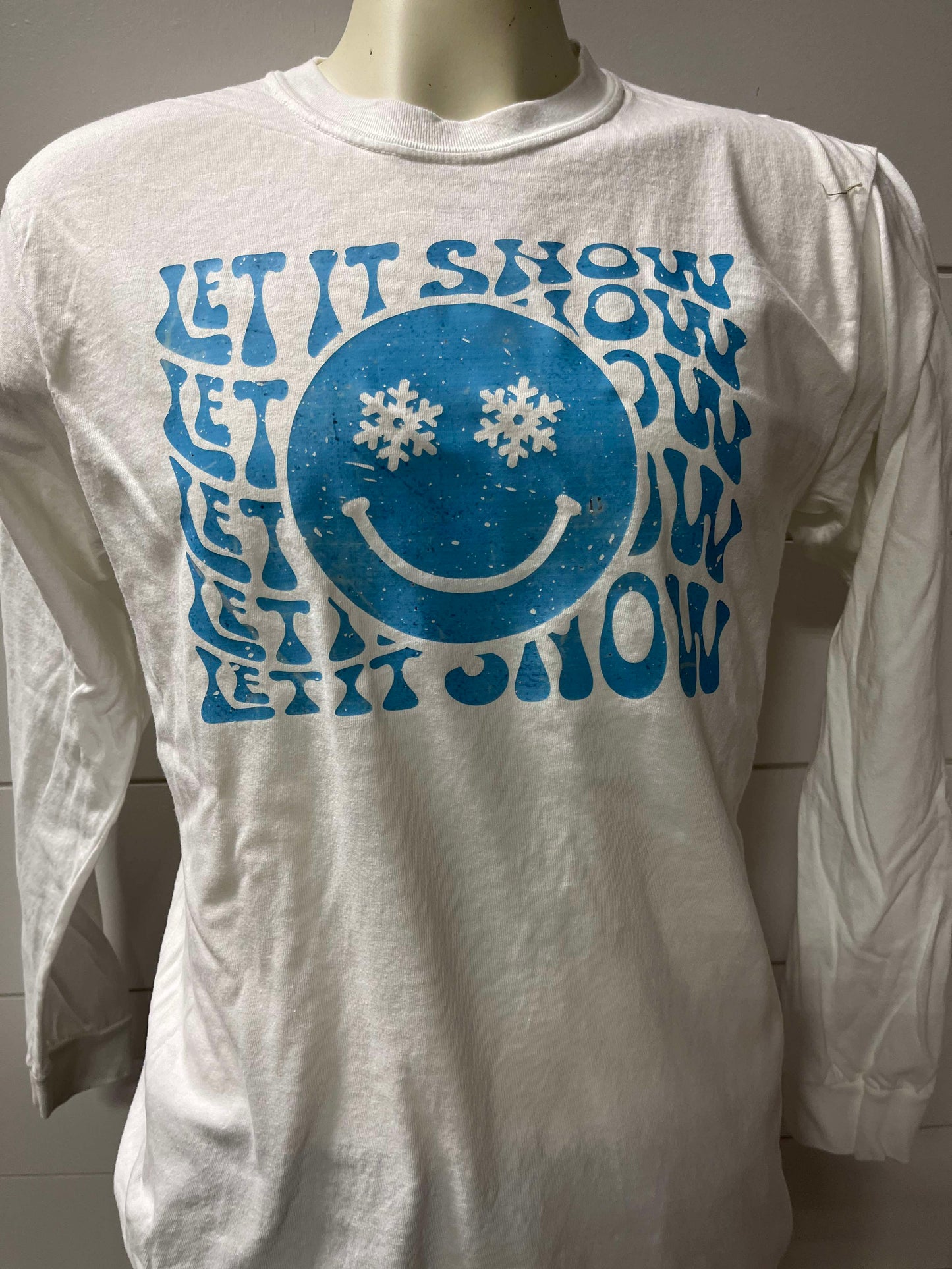 Let It Snow Garment Dyed Long Sleeve Graphic Top