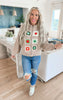 Hand Knit Square Patches Sweater Jacket | POL