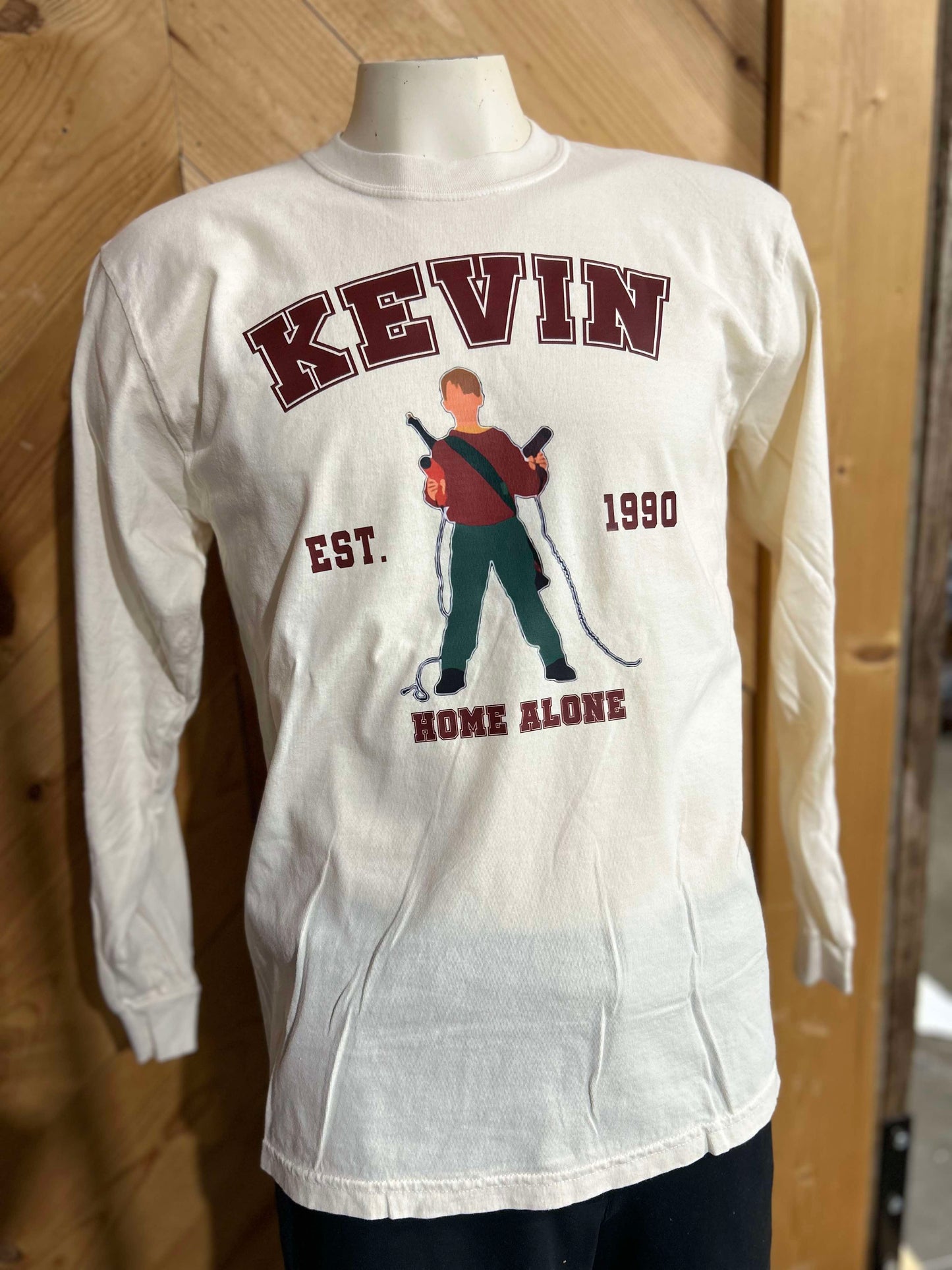 Kevin's Home Alone Garment Dyed Long Sleeve Graphic Top