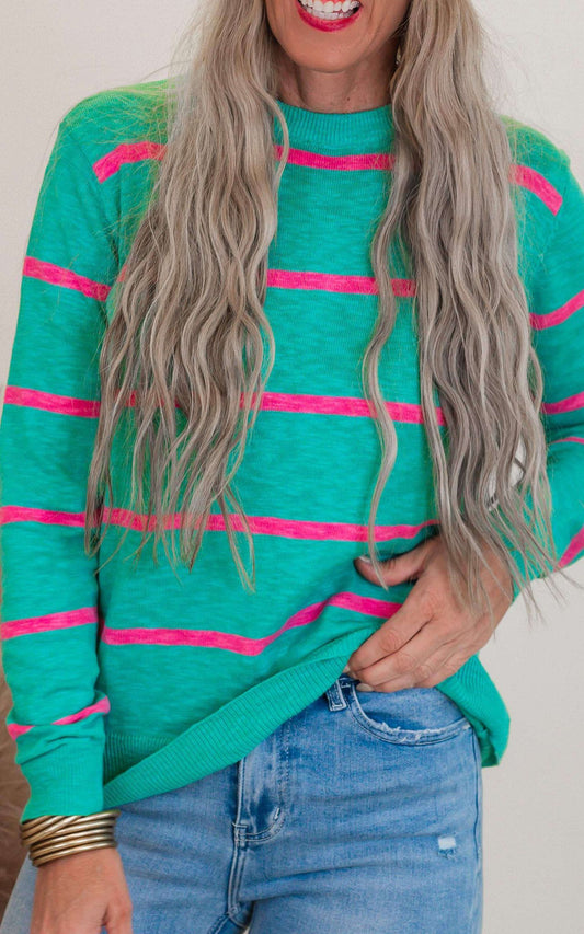 Emerald Punch Striped Sweater