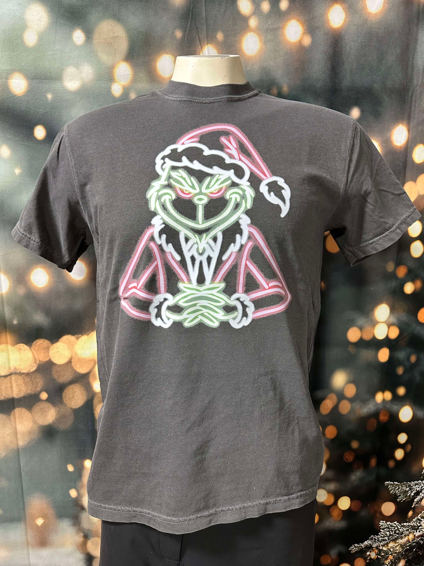 Neon Mean Green Guy Holiday Garment Dyed Graphic T-shirt