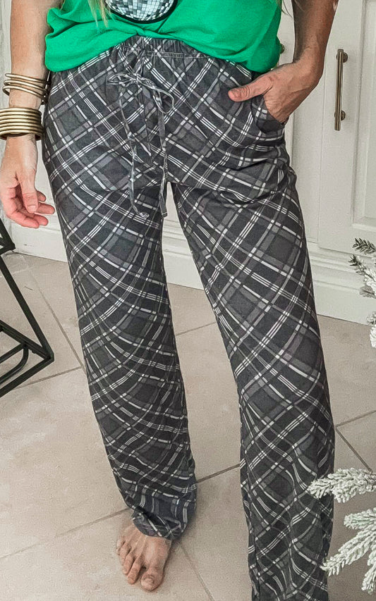 Black Plaid Pajama Pant Set by Salty Wave (TOP & BOTTOM) **Start Ship Date: Nov 29th