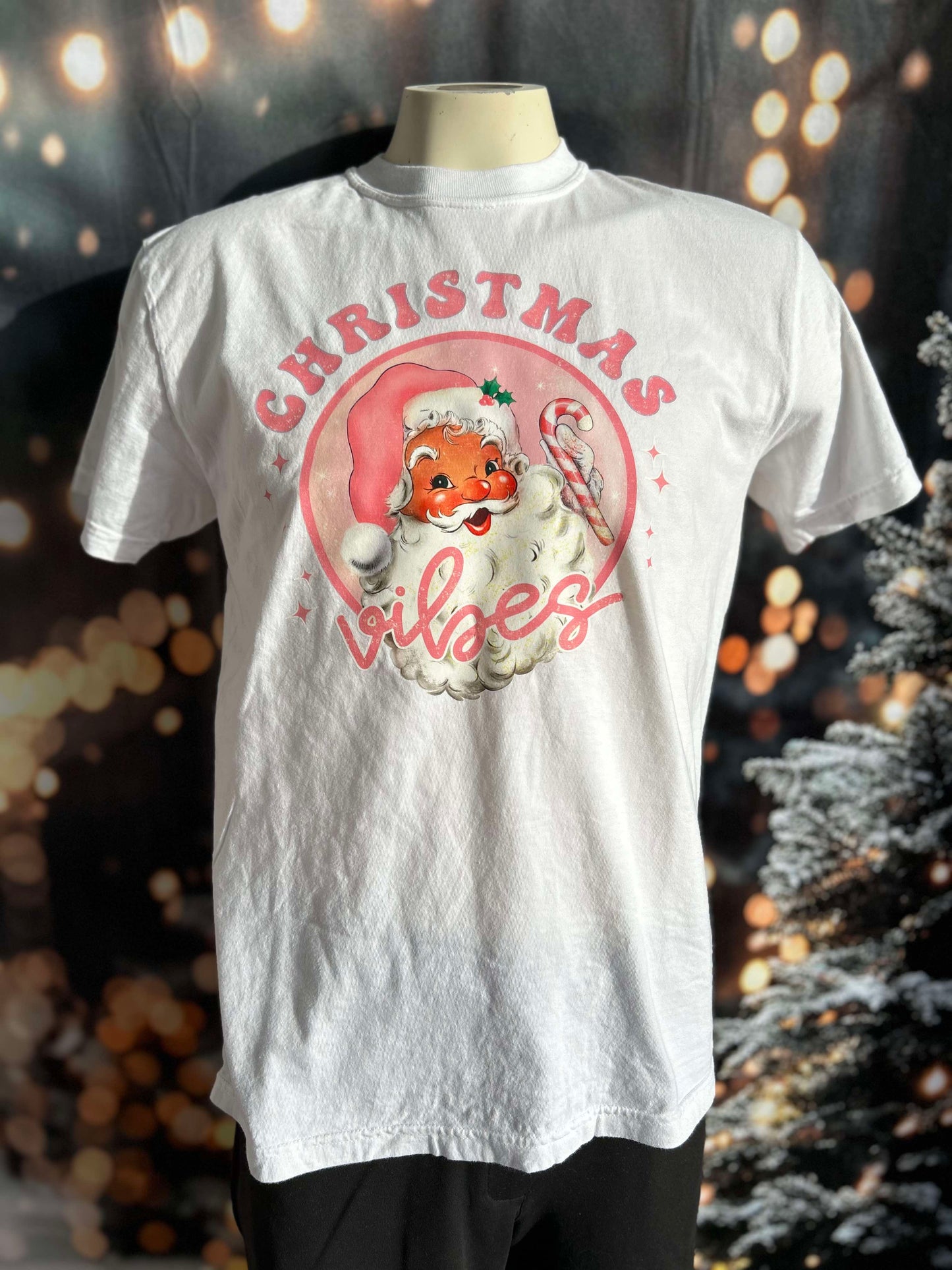 Christmas Vibes Holiday Garment Dyed Graphic T-shirt