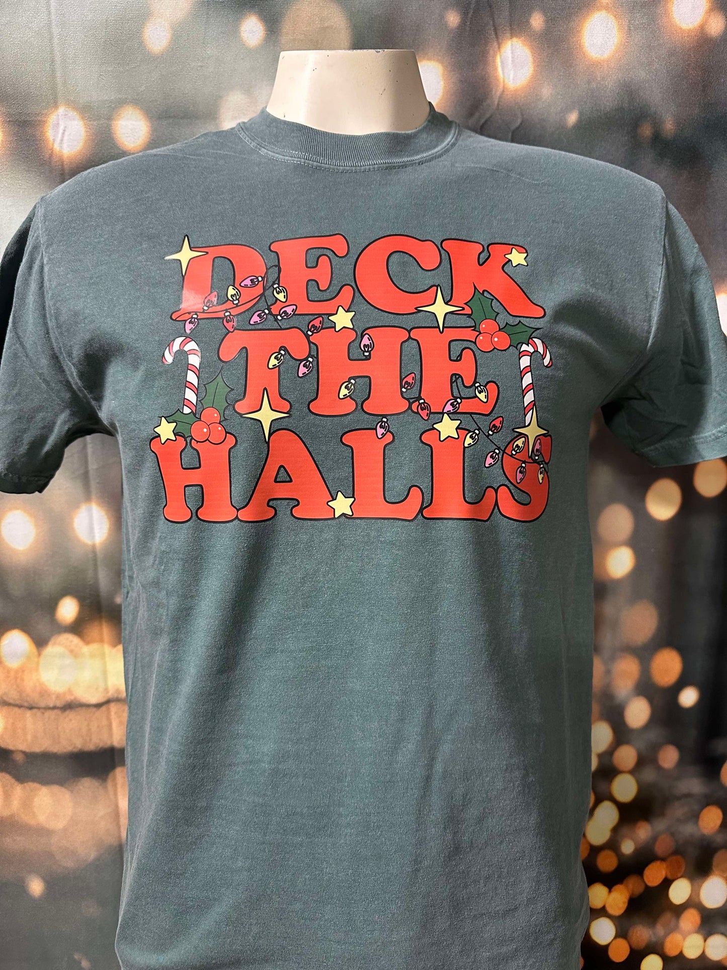 Deck the Halls Holiday Garment Dyed Graphic T-shirt