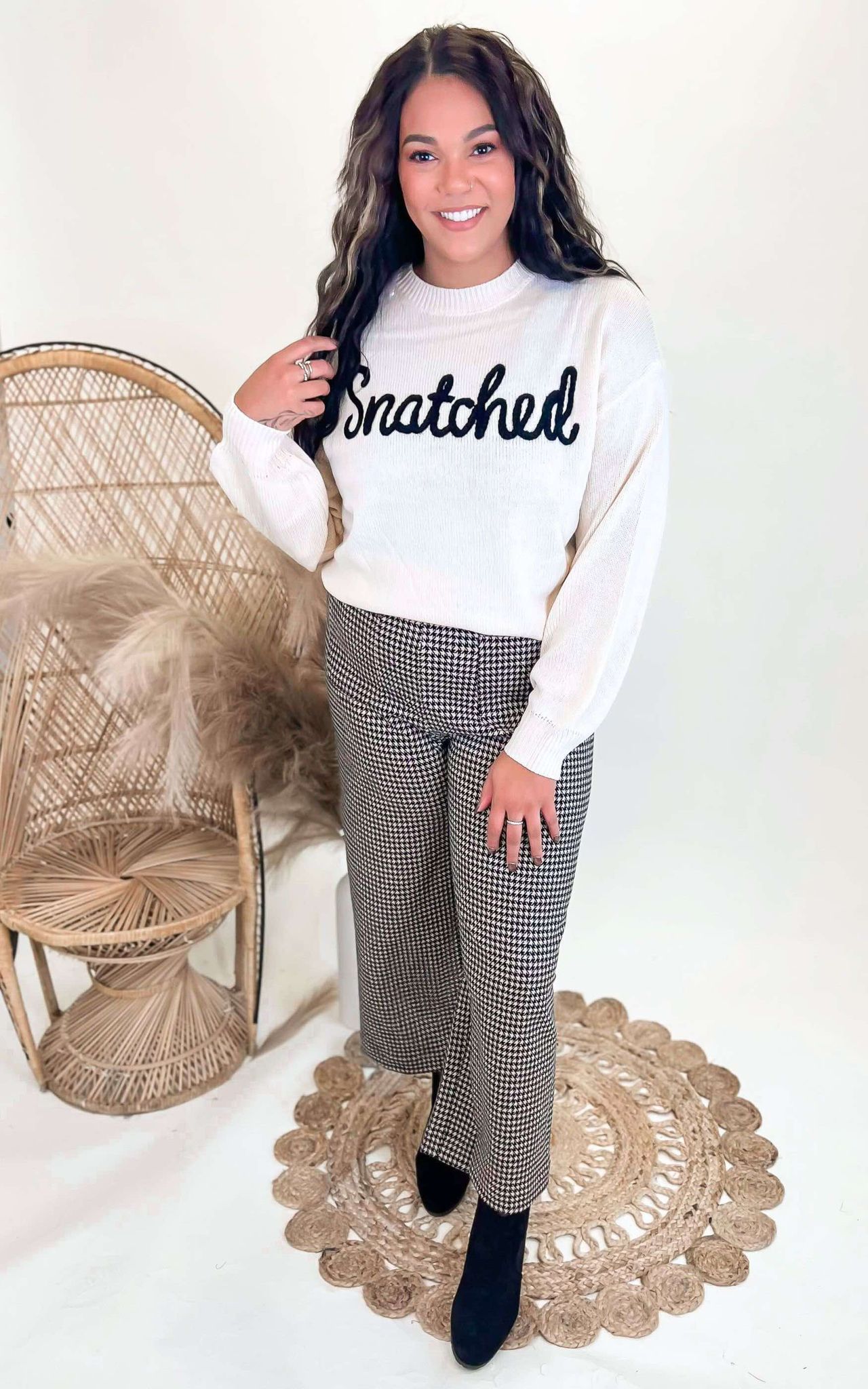 Snatched Letter Embroidered Sweater Top