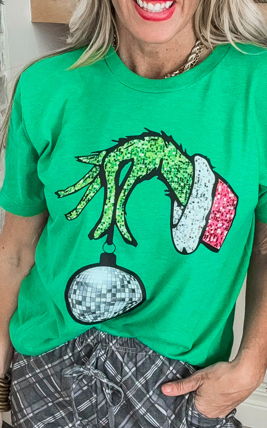 Green Guy Sparkle Graphic T-shirt - Green Tee