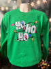 Sparkly Ho Ho Ho Holiday Green Graphic Crewneck Sweatshirt