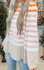 Stripe Mock Neck Bell Sleeve Pullover