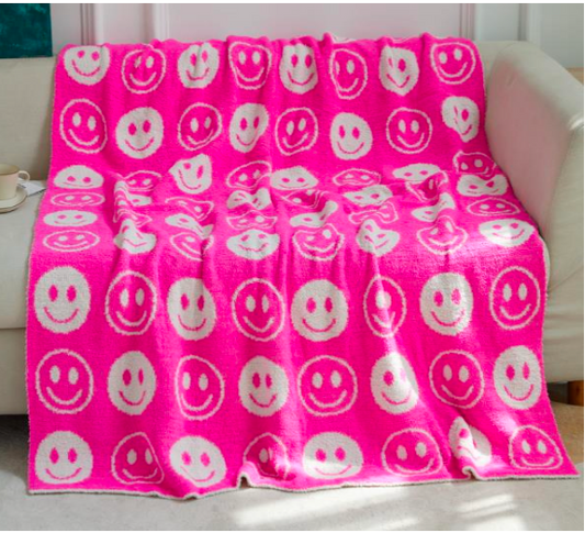 Hot Pink Smiley Dreamer Blanket by Salty Wave **Start Ship Date: Nov 29th **DEAL*