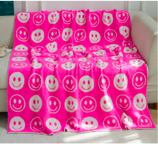 Hot Pink Smiley Dreamer Blanket by Salty Wave **Start Ship Date: Nov 29th **DEAL*-COUPON EXCLUDED*