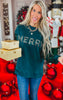 Sequin MERRY Holiday Sweater Top