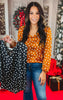 Ditsy Dot Print Satin V-Neck Long Sleeve Top *DEAL - COUPON EXCLUDED*