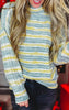 Stripe Mock Neck Sweater Top *