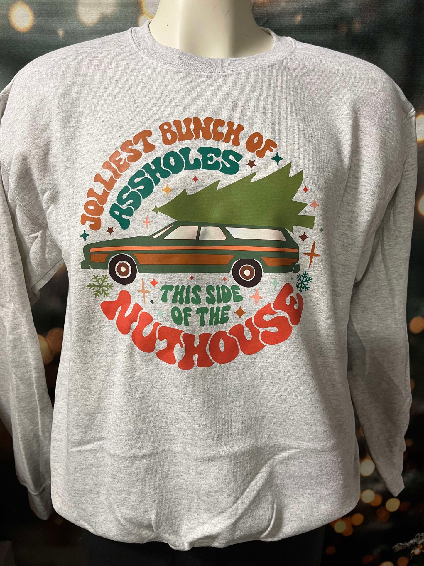 Jollies Bunch of Assholes Holiday Grey Graphic Crewneck Sweatshirt