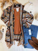 Aztec Bohemian Stripe Cardigan w/ Fringe