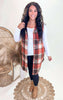 Sleeveless Plaid Long Vest Coat