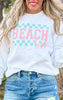 Checked Beach Bum Graphic Crewneck Sweatshirt