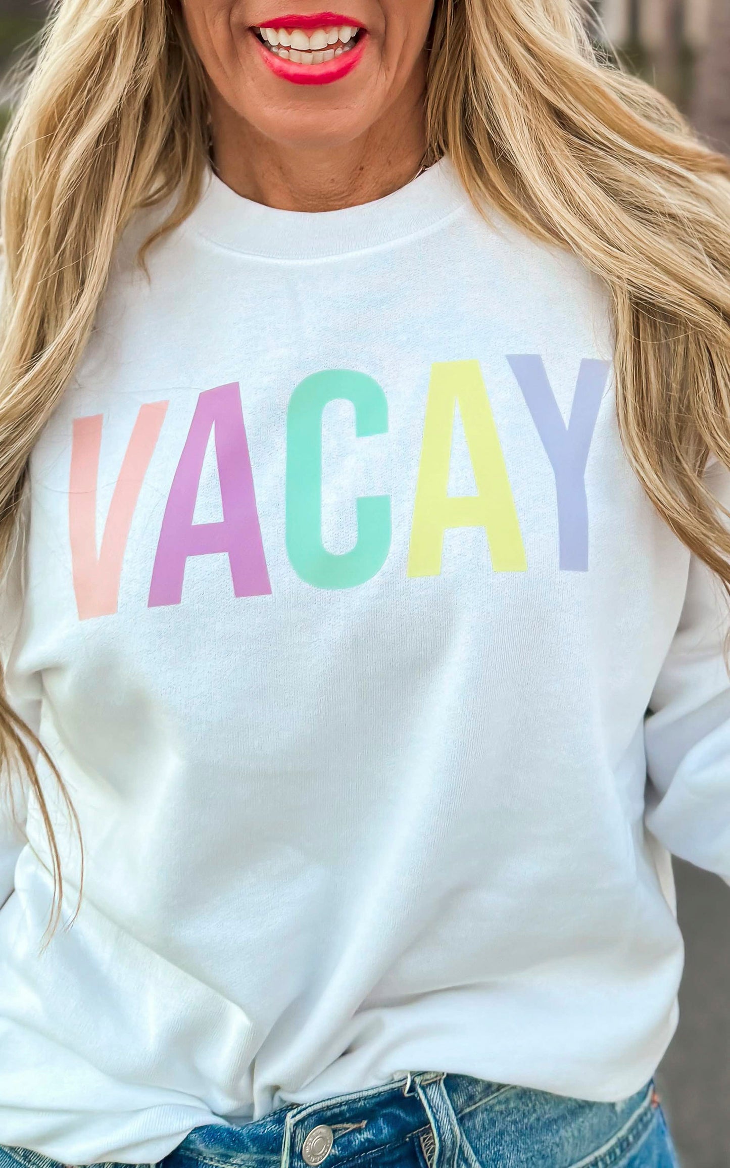 Rainbow Vacay Graphic Crewneck Sweatshirt