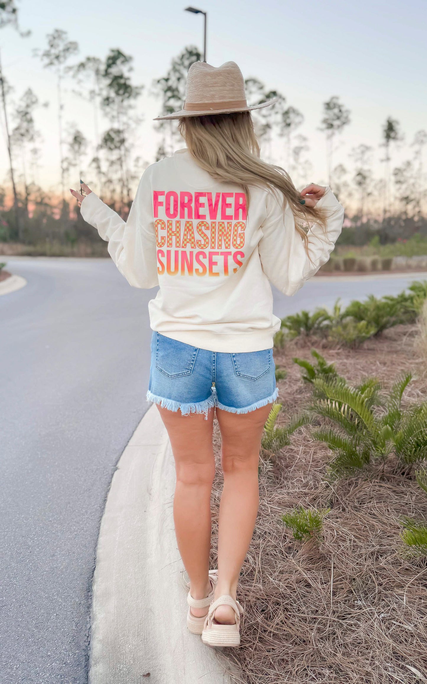 Forever Chasing Sunsets Pigment Dyed Graphic Sweatshirt