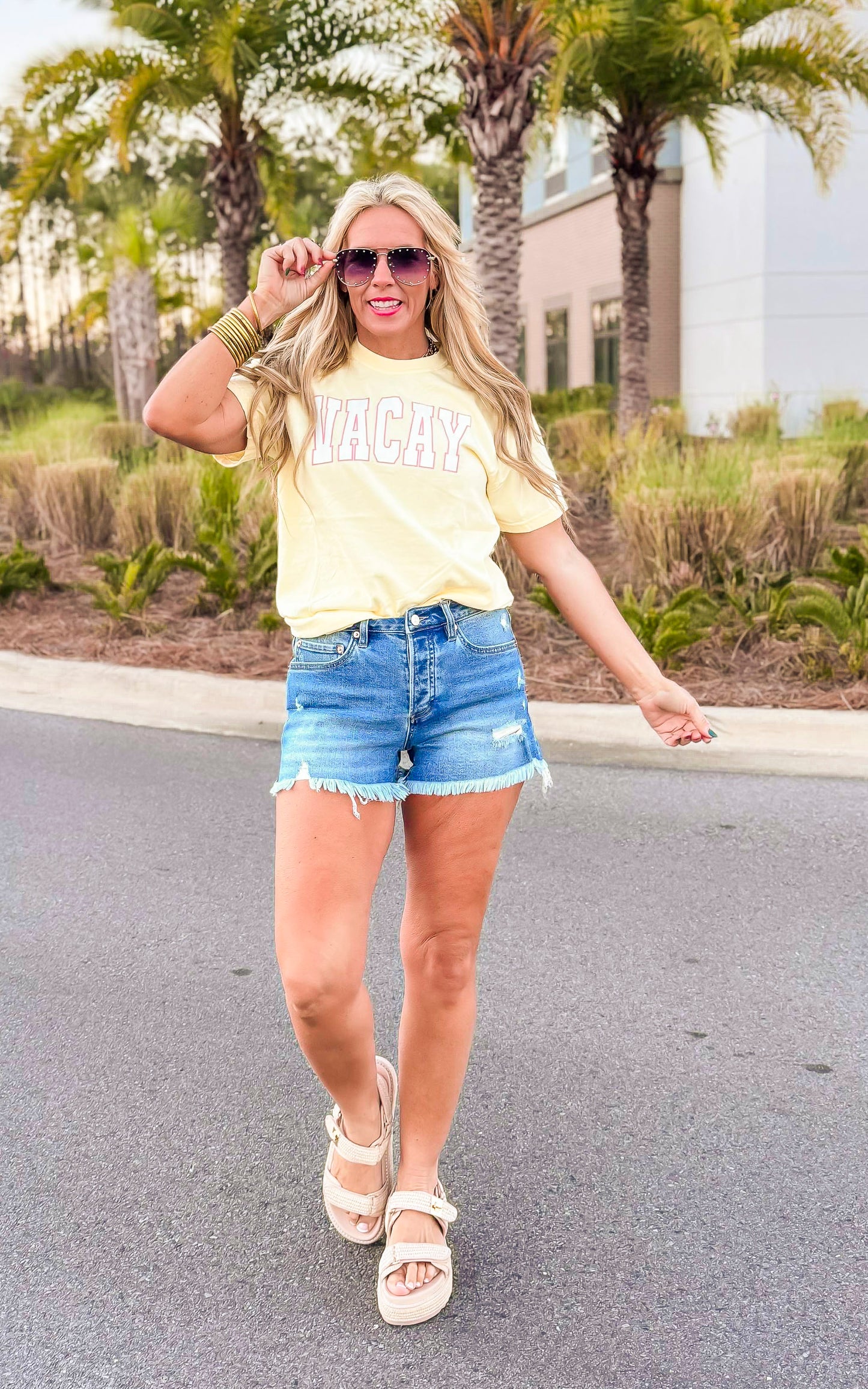 Yellow VACAY Garment Dyed Graphic T-shirt