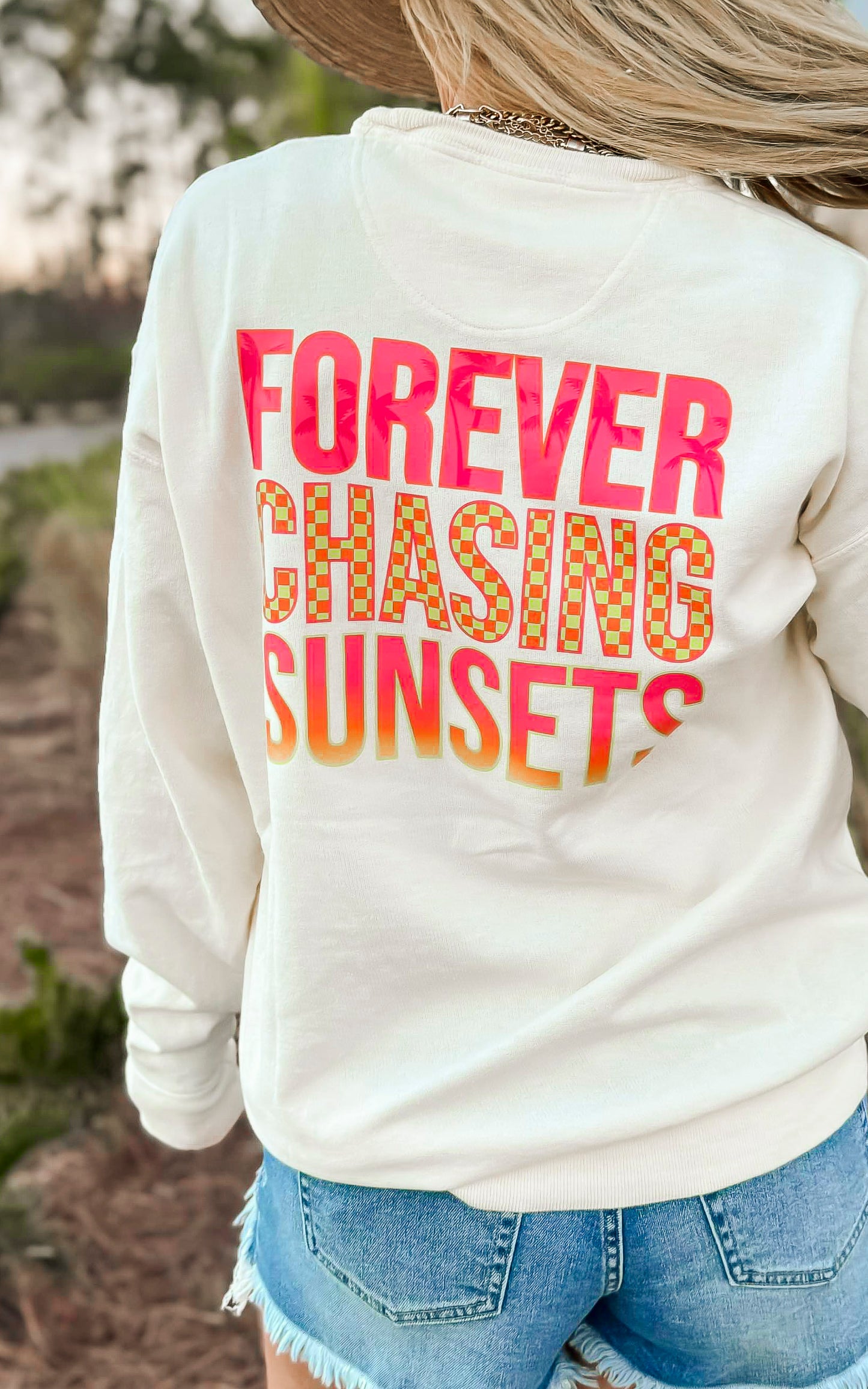 Forever Chasing Sunsets Pigment Dyed Graphic Sweatshirt