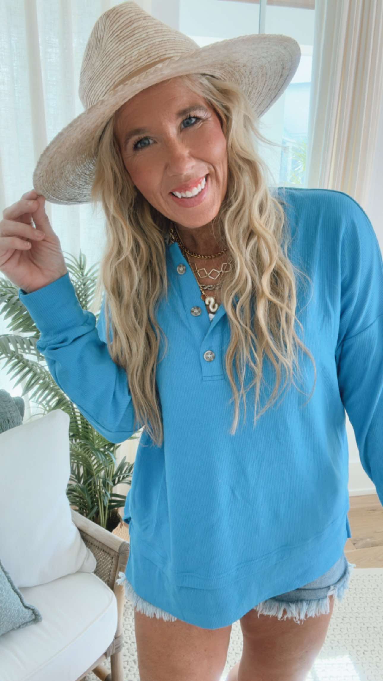 The Perfect Weekend Henley Top | SALTY WAVE ***PREORDER