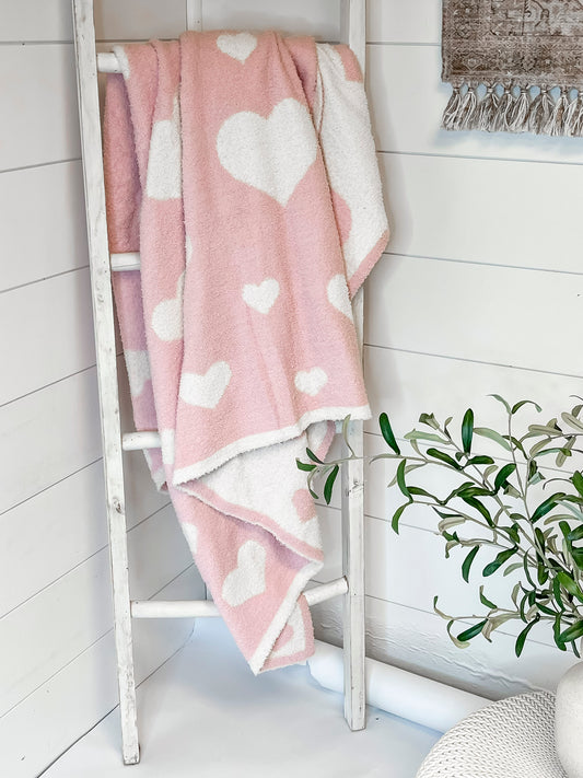 Pink & White Heart Dreamer Blanket by Salty Wave **DEAL*