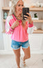 Sweet Colorblock Lace Pullover Top