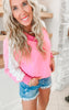 Sweet Colorblock Lace Pullover Top