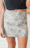 Cream Leopard Suede Mini Skirt