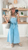 Drawstring Wide Leg Denim Overalls