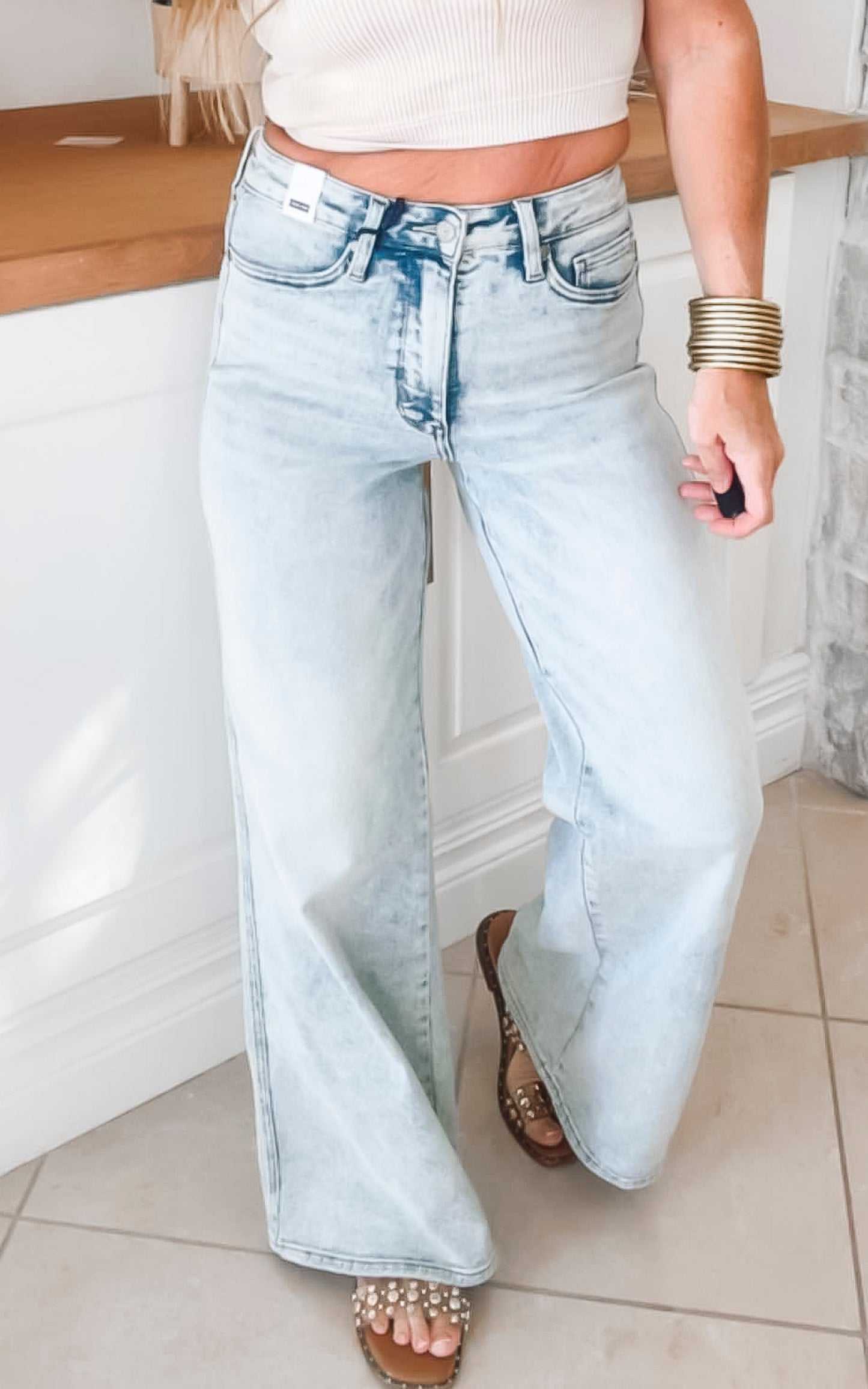 High Rise Tummy Control Retro Wide Leg Denim Jean | JUDY BLUE