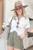 Olive High Waist Cargo Shorts