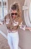 Cow Printed Denim Button-Down Shirts Jacket