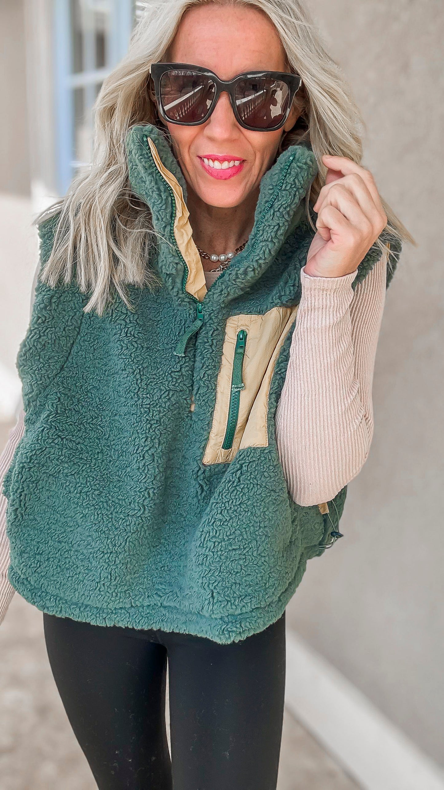 Sherpa Half Zip Sleeveless Sweater (3 COLORS)  | OLI & HALI *NASHVILLE LIVE PREORDER