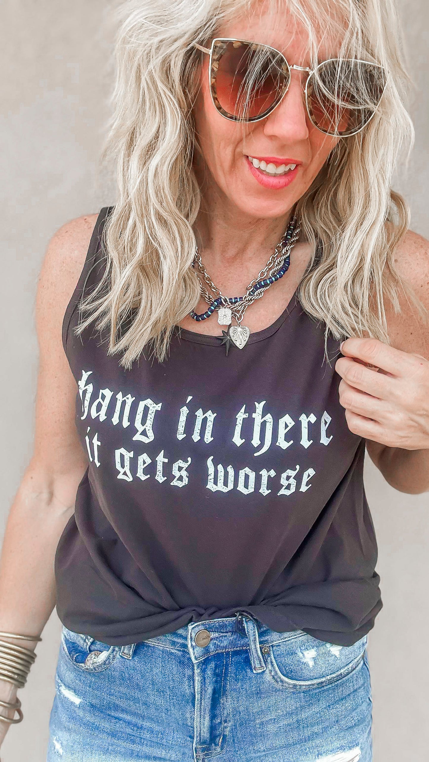 Hang in There... Garment Dyed Graphic Tank Top