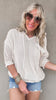 Sheer Knit Hoodie Pullover Sweater