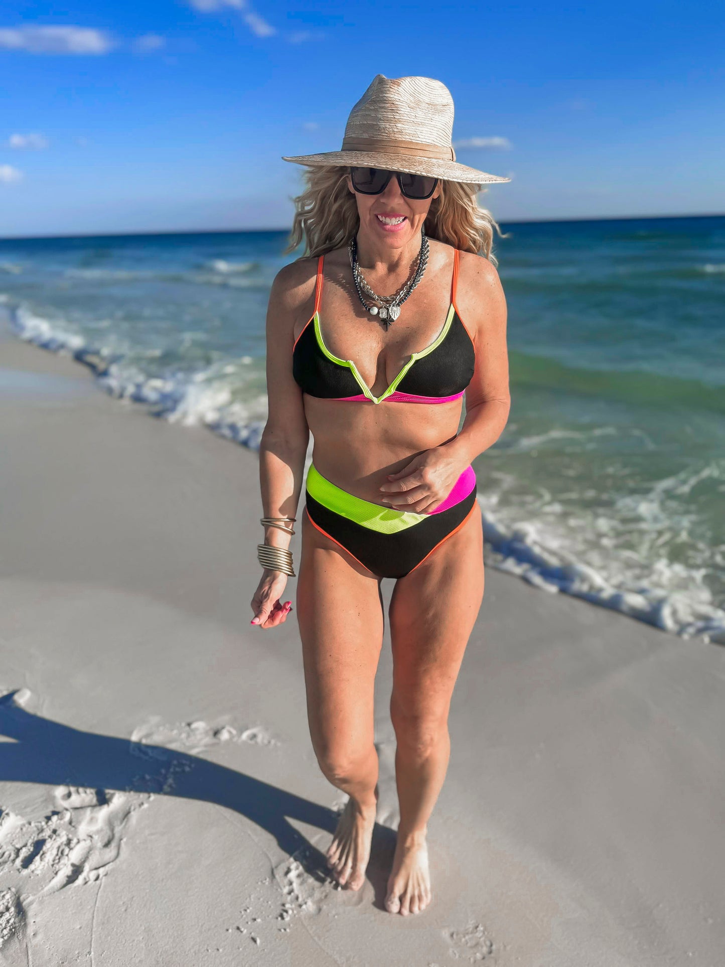 Neon Voltage V-Wire Color Block Bikini Swimsuit| SALTY WAVE - Final Sale